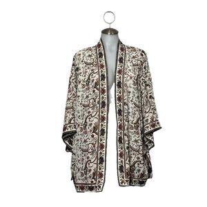 Max Studio Floral Print Robe - Cream and Brown